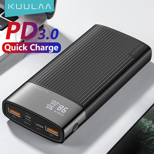 KUULAA Power Bank 20000mAh QC PD 3.0 PoverBank Fast Charging PowerBank 20000 mAh USB External Battery Charger For iPhone 15 14