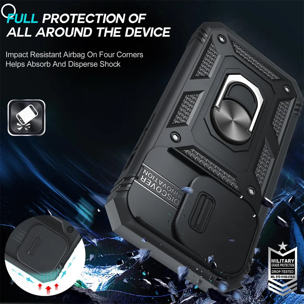 Case For iPhone 15 14 13 12 11 Pro XS Max XR 8 7 Plus Camera Slide Armor Protection