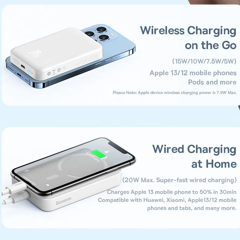 Power Bank 10000mAh 20000mAh Mini Magnetic Wireless Fast Charge Auto-wake For iPhone 15 14 13  Pro Max