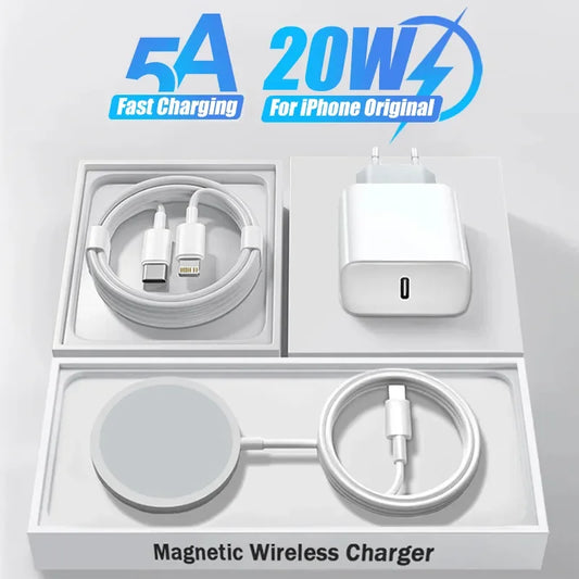 20W Type C Fast Charger for iPhone 14 13 12 11 Pro Max Mini XR SE Plus iPad Macsafe Magnetic Wireless Charging